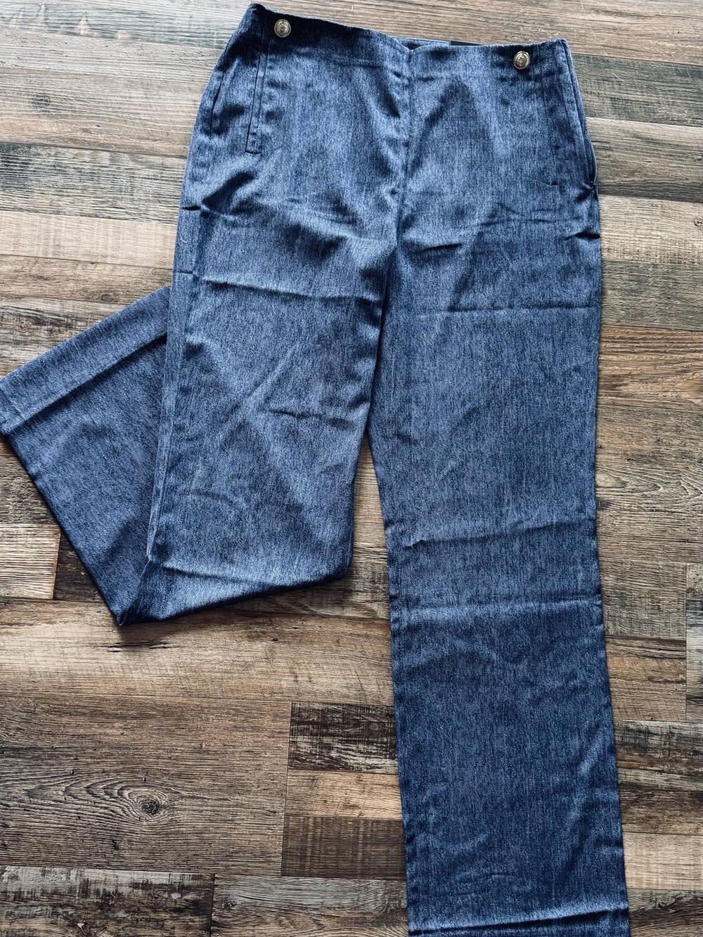 White House Black Market Dark Blue High-Rise Straight Trousers